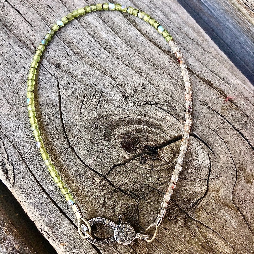 Diamond Clasp Crystal Beaded Bracelet